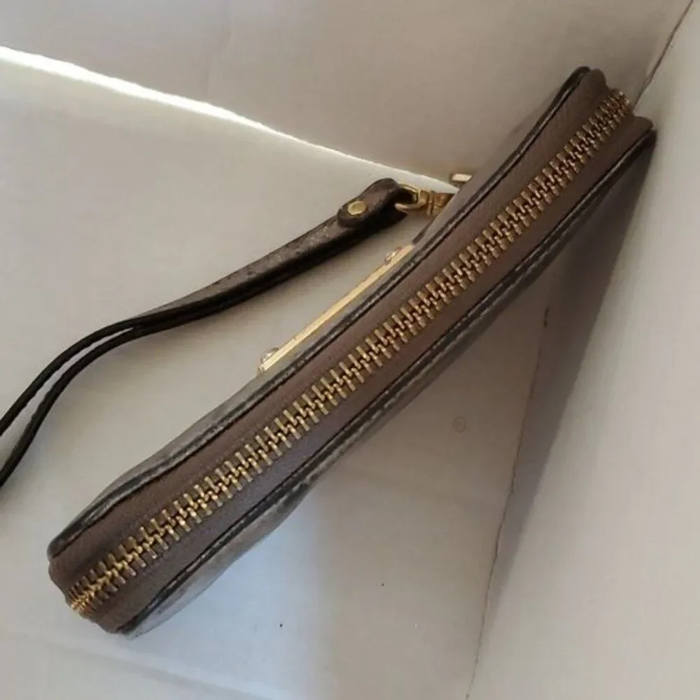 Michael Kors Wallet Wristlet Clutch Bag Distressed Gold Leather WOMEN'S WOMAN'S